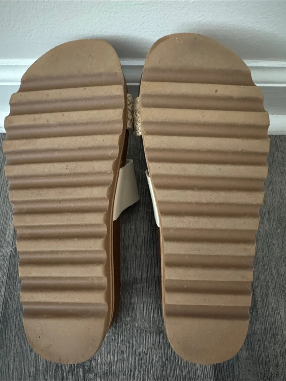 Reef Cushion Vista Hi Braided Slide sandals Vintage Cream Size 8